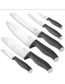 JUEGO CUCHILLOS 6PZS NEGRO/PLATEADO 