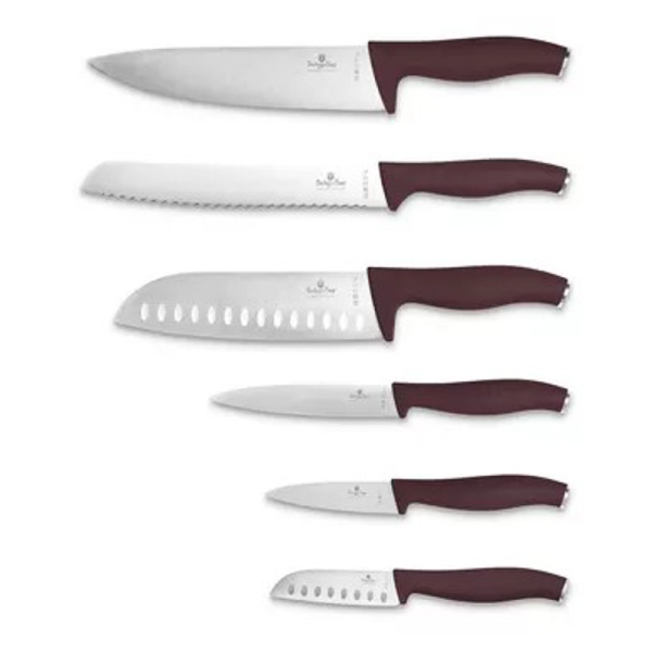 JUEGO CUCHILLOS 6PZS VINO/PLATEADO 