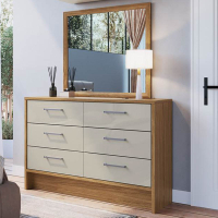 COMODA 6 CAJONES NATUR/CRISTAL 