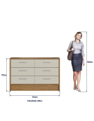 COMODA 6 CAJONES NATUR/CRISTAL 