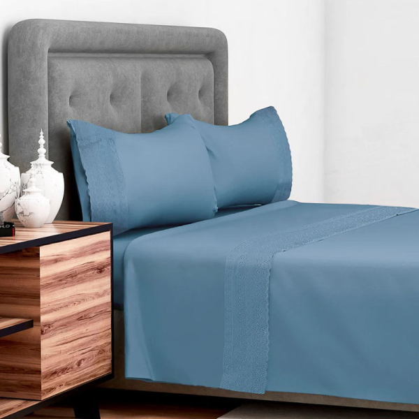 SABANA BRODERIE 144H KING AZUL 