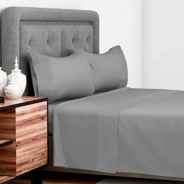 SABANA BRODERIE 144H KING GRIS 