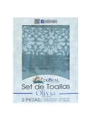 SET TOALLA OLIVIA 2PZ AZUL GRIS 