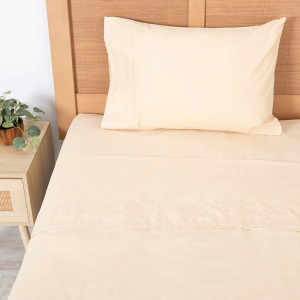 SABANA BRODERIE GEO 1.5P NUDE 