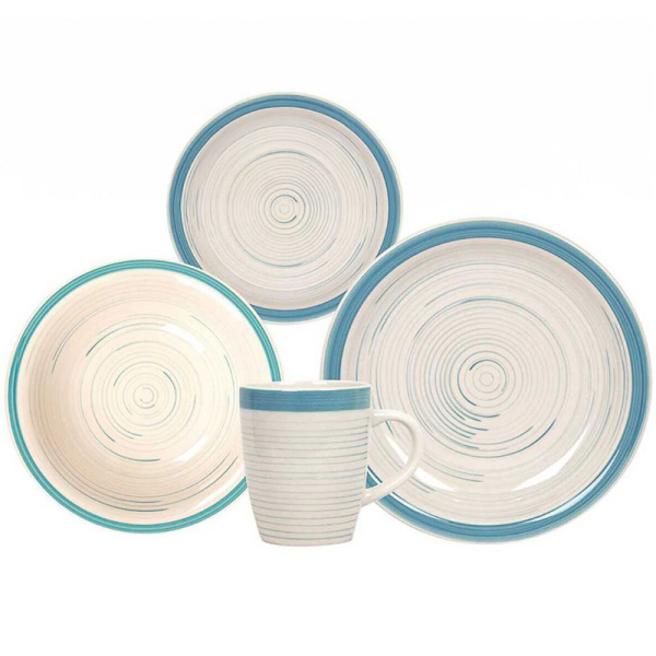 VAJILLA 16 PZS CERAMICA EMMA AZUL 