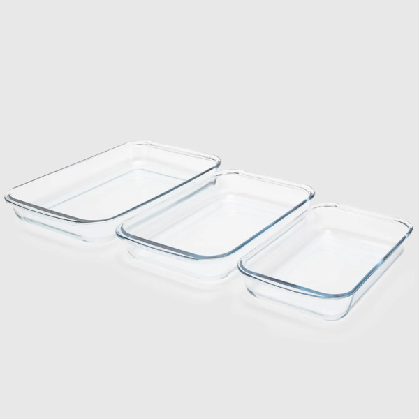 PACK ASADERA RECTANGULAR 3PZ 1.6+2.2+3LT 