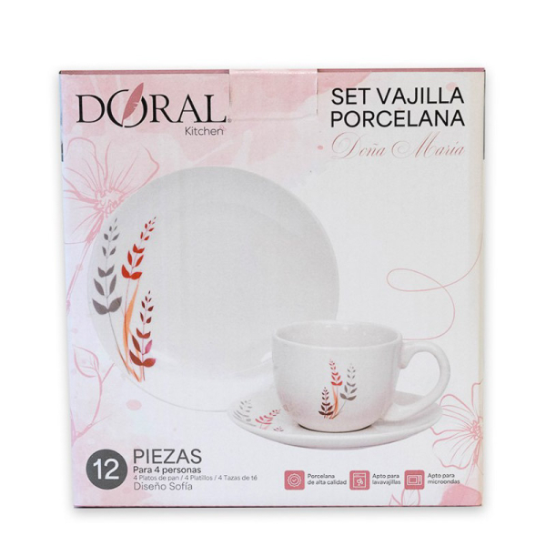 SET VAJILLA DOÑA MARIA 12PZ SOFIA 