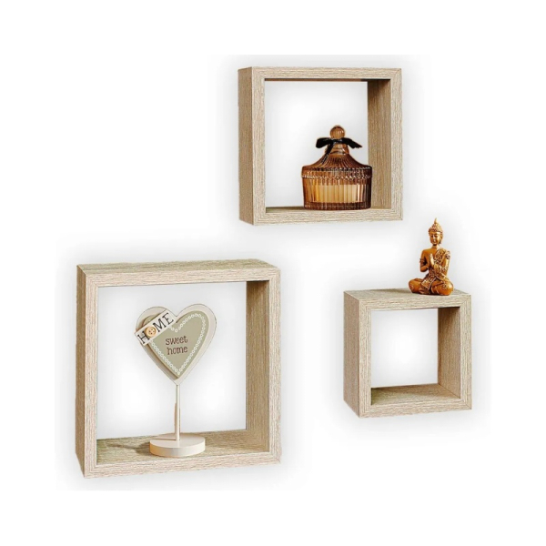 ESTANTE PARED CUADRADO 3 PIEZAS CREMA