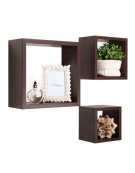 ESTANTE PARED CUADRADO 3 PIEZAS CHOCOLATE