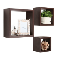 ESTANTE PARED CUADRADO 3 PIEZAS CHOCOLATE