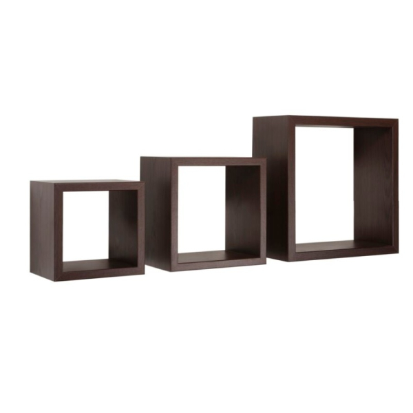 ESTANTE PARED CUADRADO 3 PIEZAS CHOCOLATE