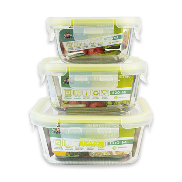 SET 3 HERMETICOS RECTANGULAR 