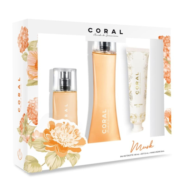 SET CORAL MUSK 100ML+ EDT 55ML + HAND CREAM 50ML