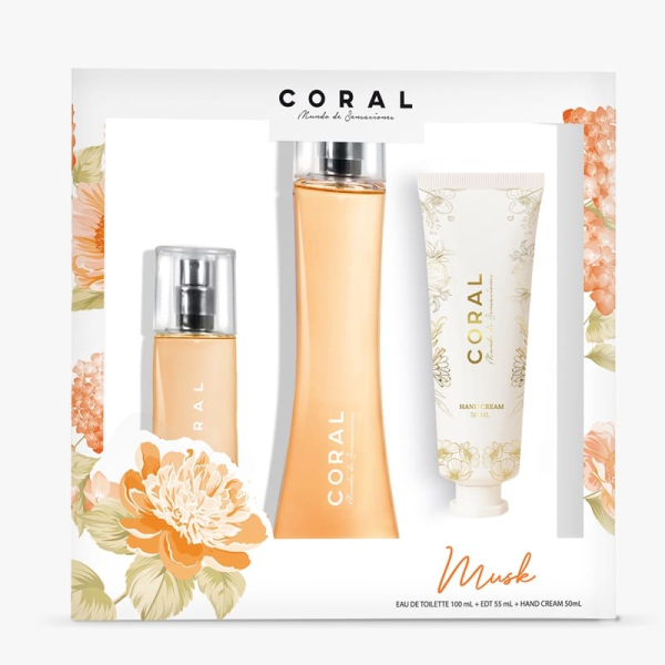 SET CORAL MUSK 100ML+ EDT 55ML + HAND CREAM 50ML