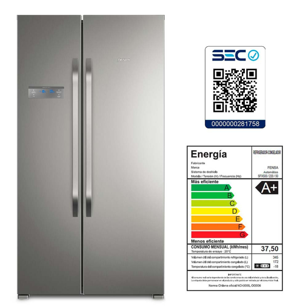 REFRIGERADOR 517 LTS SFX500 SIDE BY SIDE FENSA